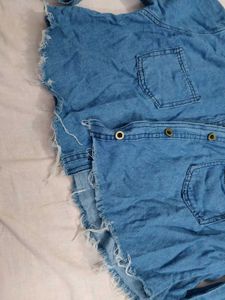 Blue Denim Crop Shirt