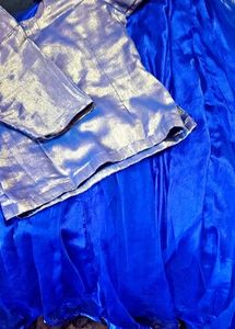 a beautiful navy blue top and skirt