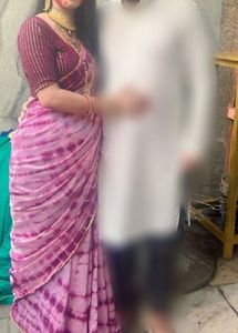 Beautiful Pink Tie-Dye Saree