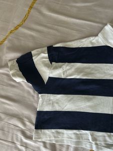 Striped Cropped Polo Shirt