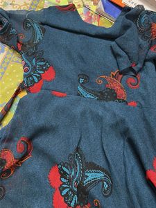 Teal blue Dress printed pattern