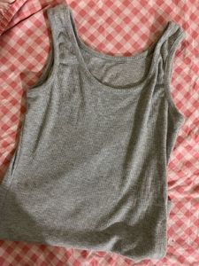 Grey Ribbed Tank Top