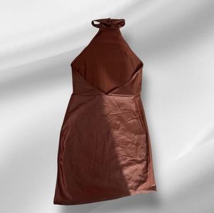 Brown Halter Mini Dress