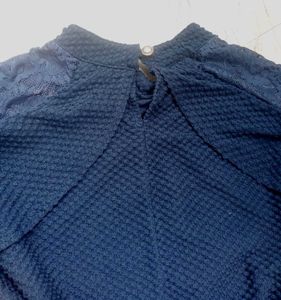 Stylish Textured Navy Blue Top