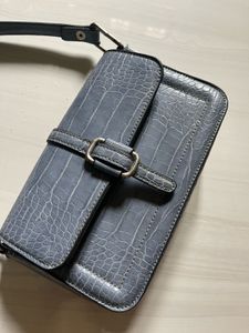 dressberry Stylish Blue Croc Embossed Shoulder Bag