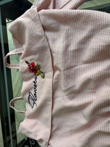 Cute Pink Gingham Blouse with Floral Embroidery