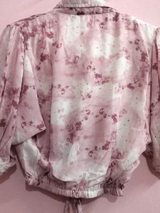 Chic Tie-Front Marble Print top
