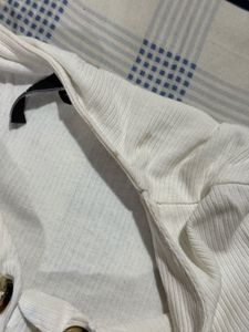 White V-Neck Ribbed Tee