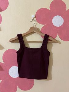 Burgundy Square Neck Tank Top