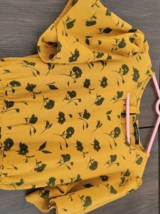 Floral Print Yellow Dress