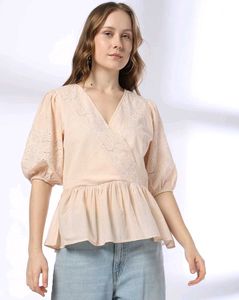 Chic Peplum Blouse with Embroidery
