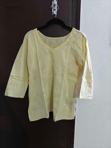 Light Yellow Striped Kurta Top
