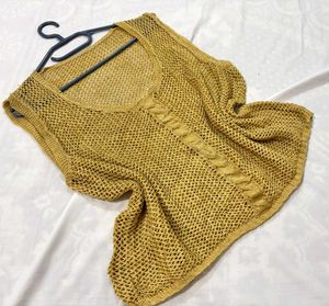 🎁Boho Mustard Yellow Knit Vest I