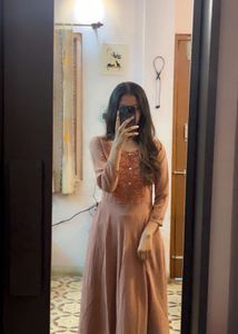 Anarkali Pattern Brownish Mauve Long Kurta