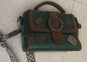 Unique Green & Brown Handbag