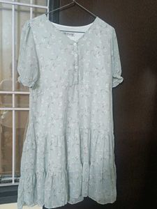 Light Blue Floral Tiered Dress