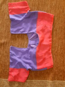 Purple &amp; Pink Saree with Blouse Piece