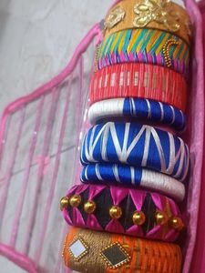 Vibrant Silk Thread Bangles Set