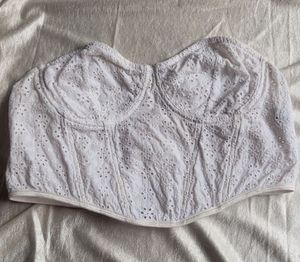 White Eyelet Corset Top