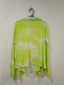 Vibrant Lime Tie-Dye Open-Front Cardigan