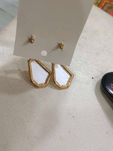 Geometric White Dangle Earrings
