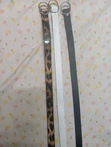 Stylish Leather Belt with Silver Buckles