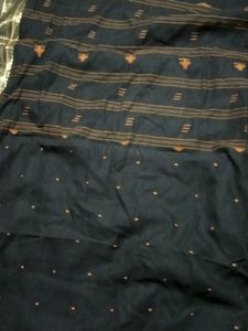 Elegant Dark Saree with Subtle Patterns