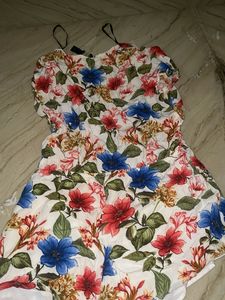 Floral Print Strapless Romper
