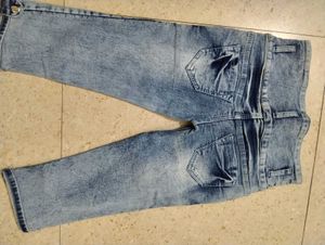 Acid Wash High Waisted Capris