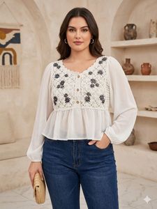 Chic Embroidered Peplum Blouse