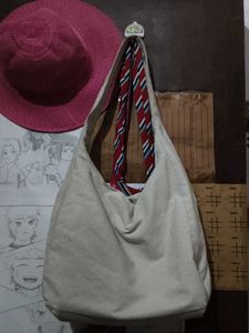 Cream Canvas Hobo Bag