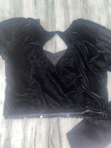 Black Velvet Blouse with Sequins