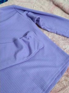 Lilac Long Sleeve Ribbed Top