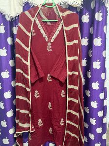 Maroon Kurta Set with Dupatta