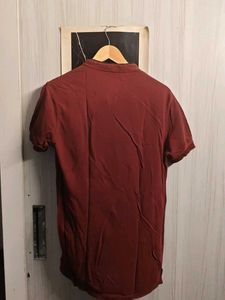 Men's Maroon Crew Neck Polo Tshirt