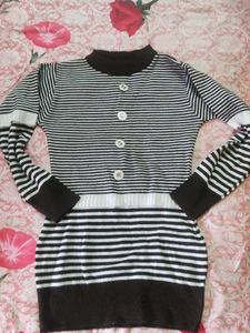 Striped Knit Sweater with Buttons