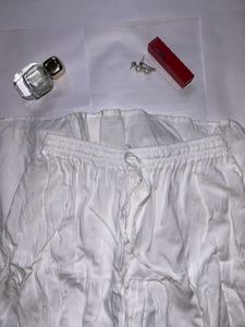 Stretchable White Flowy Skirt