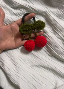 Crochet Cherry Hair Clip