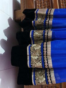 Elegant Blue &amp; Gold Anarkali Dress
