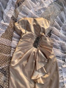 Elegant Gold Strapless Cocktail Dress