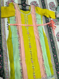 fresh women suit Vibrant Striped Embroidered Kurta