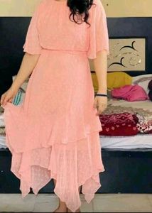 Chic Pink Layered Midi Dress