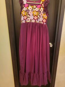 Embroidered Flared Ethnic Gown