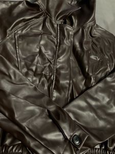 Faux Leather Cropped Jacket
