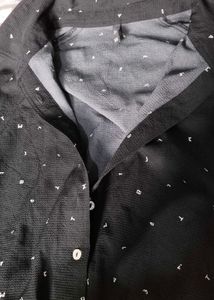 Stylish Black Printed Button-Up Top