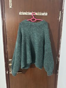 Cozy Green Fuzzy Sweater
