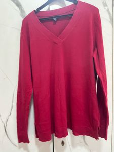 Chic V-Neck Red Sweater