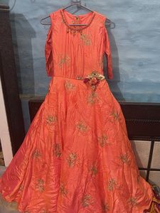 Beautiful Orange Embroidered gown