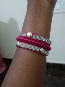 Stunning Pink Bangles with Rhinestones