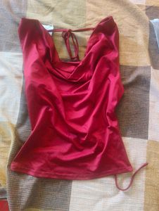 Burgundy Cowl Neck backless Tank Top
